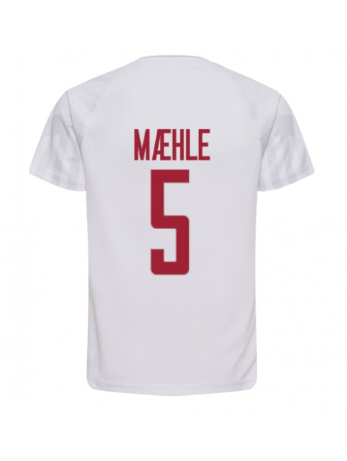 Billige Danmark Joakim Maehle #5 Bortedrakt VM 2022 Kortermet